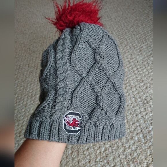 Gray and Garnet gamecock Knit Beanie Pom Pom -  ZooZatz - Picture 9 of 11